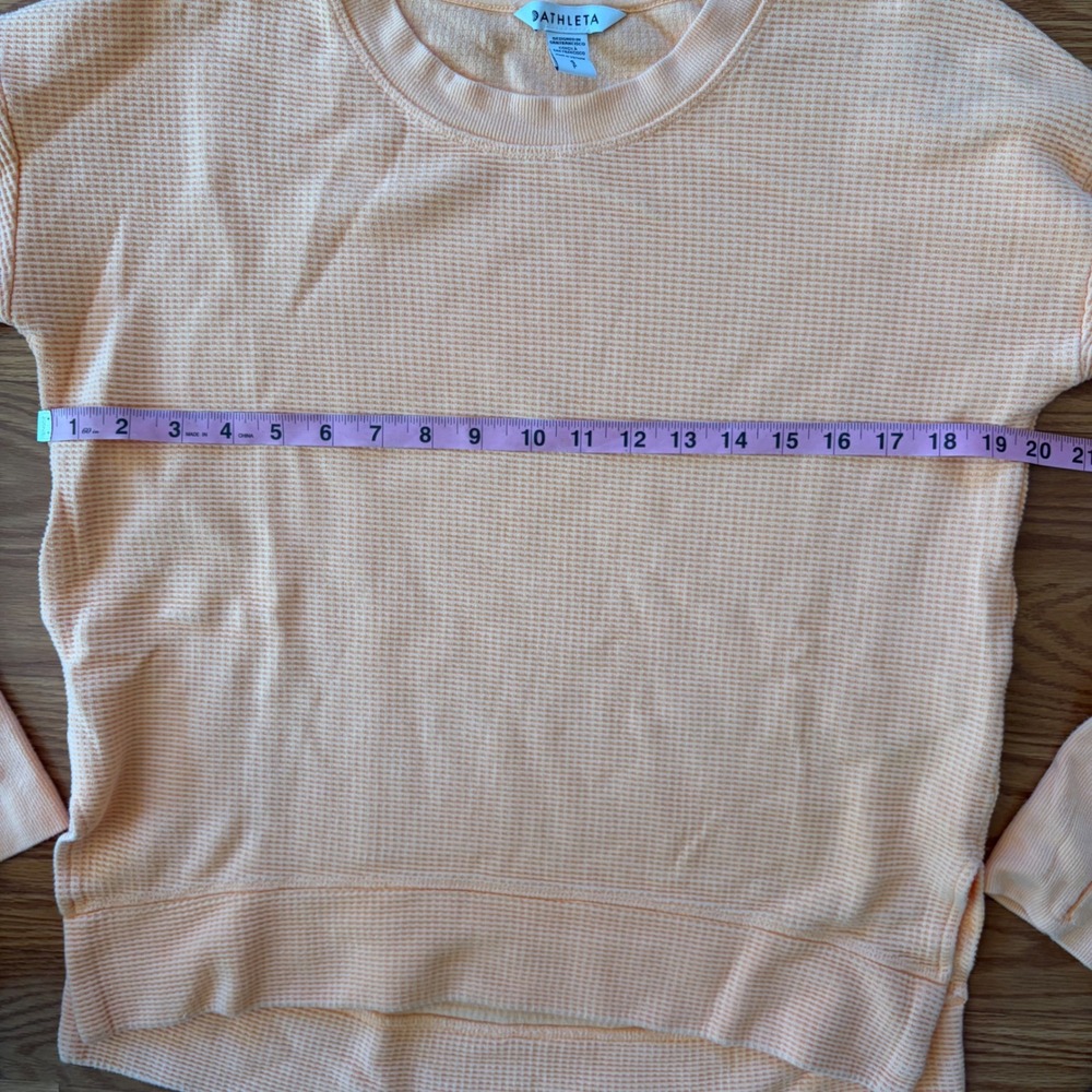 Athleta Women's Peach Orange Waffle Knit Thermal Pullover Sweatshirt Size Small - Picture 8 of 11